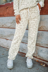 White Leopard Pullover and Drawstring Pants Lounge Set