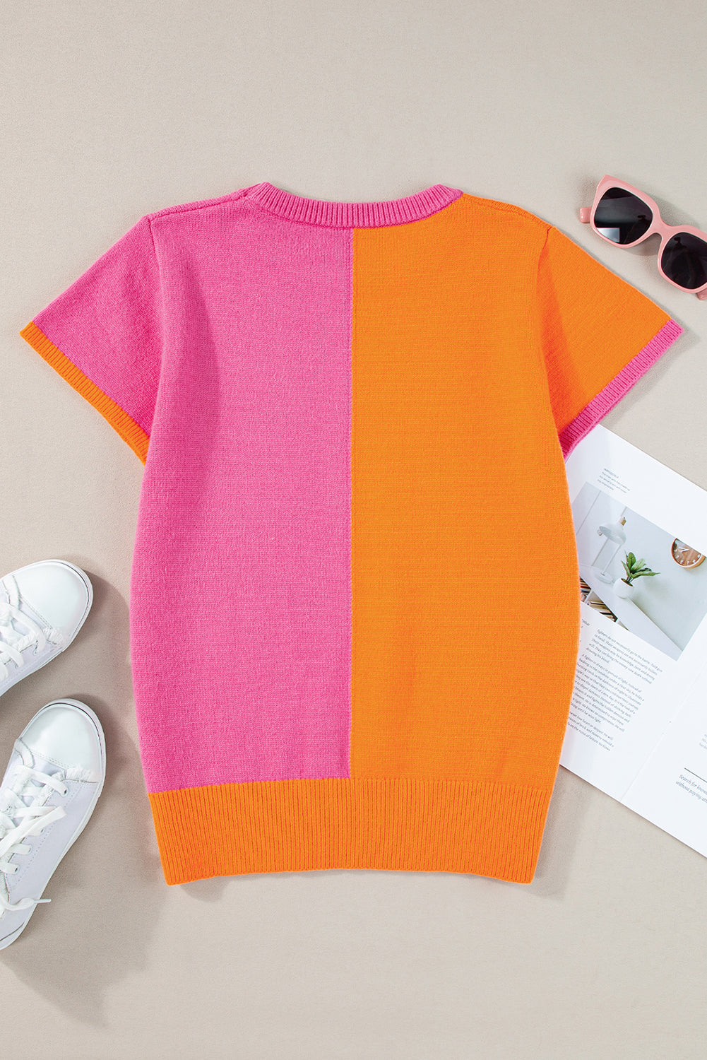 【2plan】Casey color blocking short sleeve knit Color Block Knit Style: 30-824022US - LINDBERGH