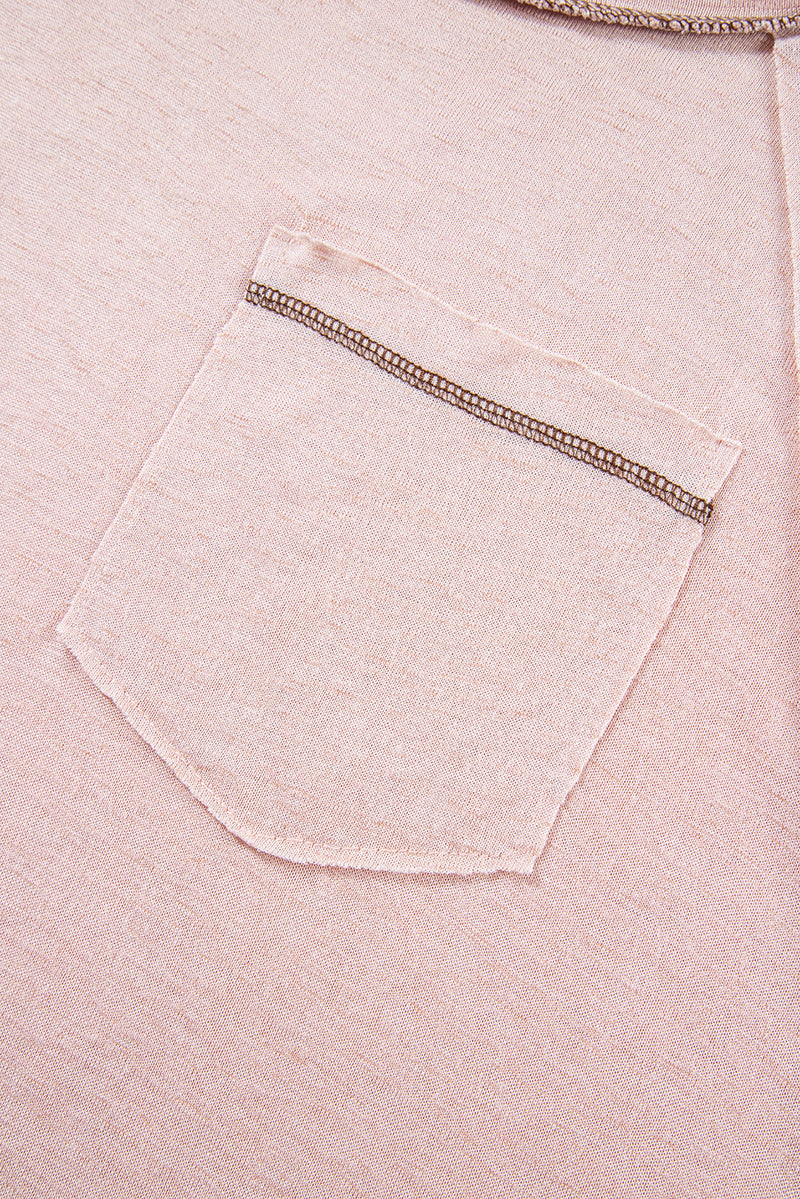 Dusty Pink Exposed Seam Detail Loose T-shirt