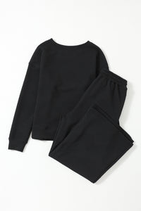 Black Ultra Loose Textured 2pcs Slouchy Outfit