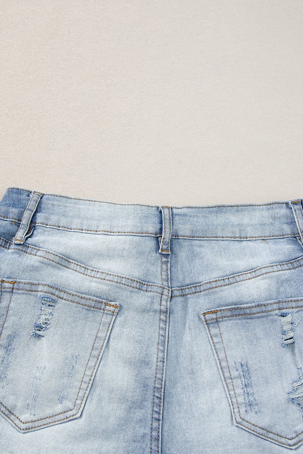 Light Blue Vintage Washed Raw Edge Jean Shorts