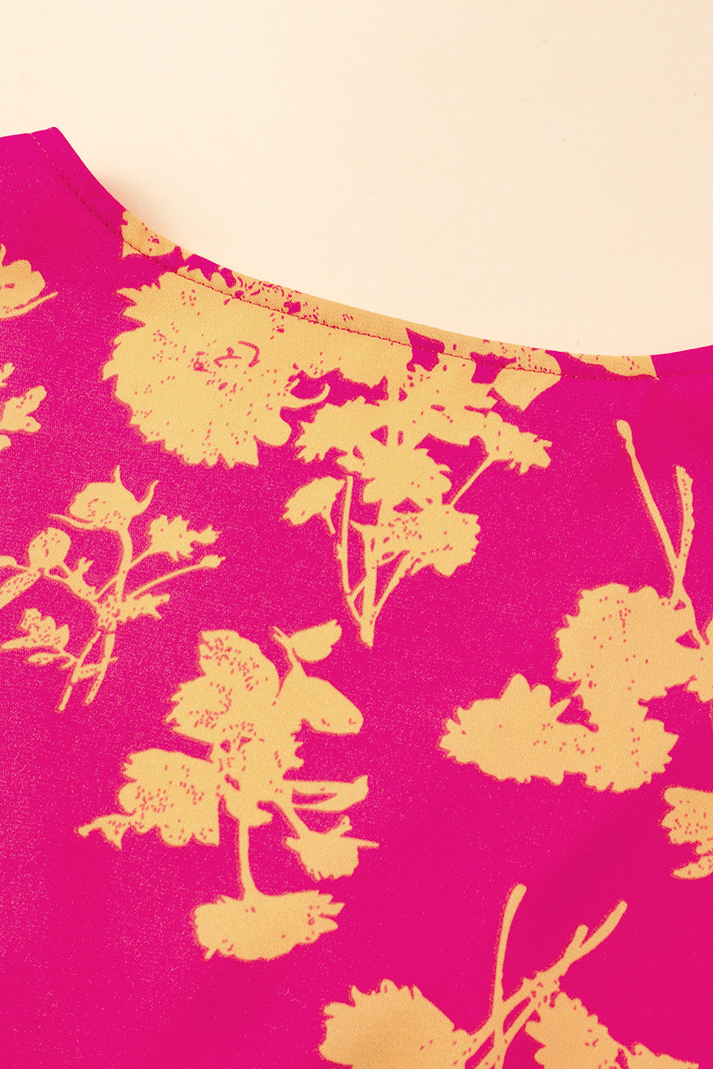 Rose Floral Print Batwing Sleeve Smock Dress