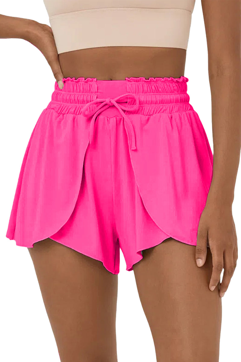 Rose Red Frill High Waist Petal Wrap Swim Shorts