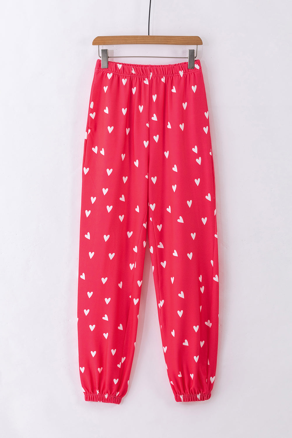 Fiery Red Valentines Heart Print Pants Set