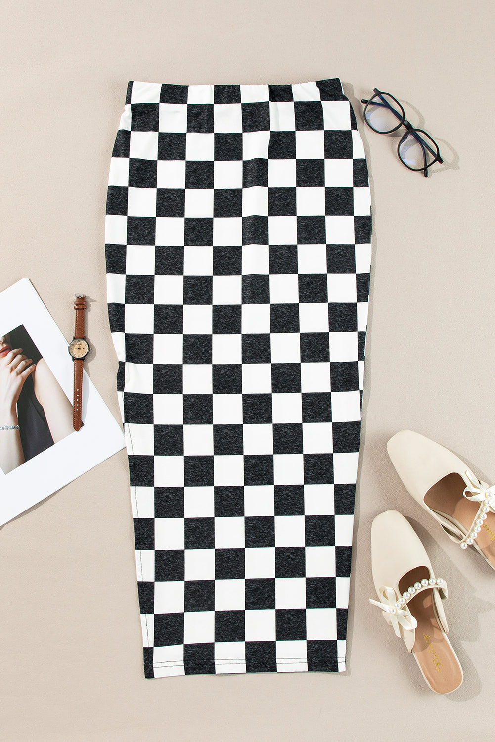 ★E.B.M★ Check pattern slit skirt EMO1WSK080 5928 Skirt Sewing Pattern PDF - S-M-L-XL or Made to Measure