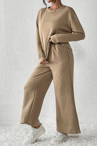 Khaki Ultra Loose Textured 2pcs Slouchy Outfit