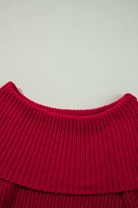 Racing Red Off-the-shoulder Knit Sweater