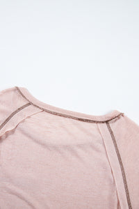 Dusty Pink Exposed Seam Detail Loose T-shirt